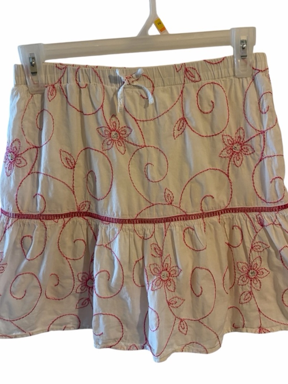 True Vintage Floral Embroidered Skort White Pink Small Boho Romantic Y2K George